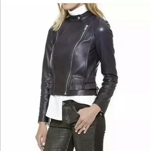 DIANE VON FURSTENBERG Size 6 Blue Suede Jacket